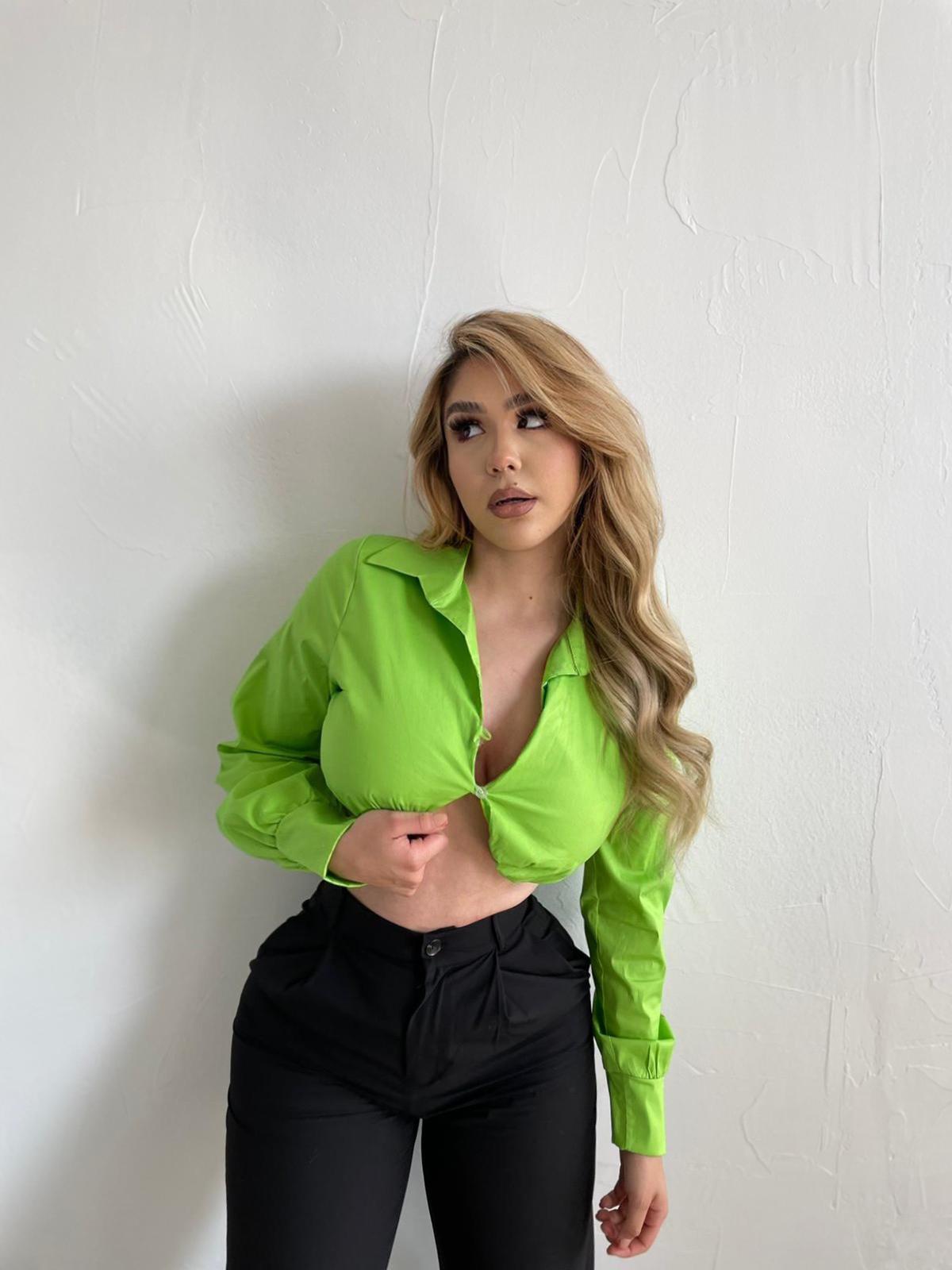 Lime Long Sleeve Button Up