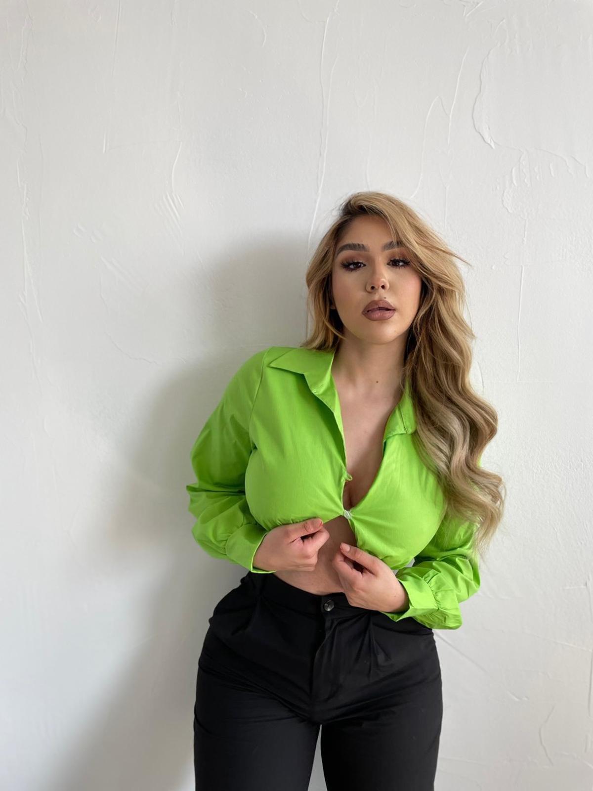 Lime Long Sleeve Button Up