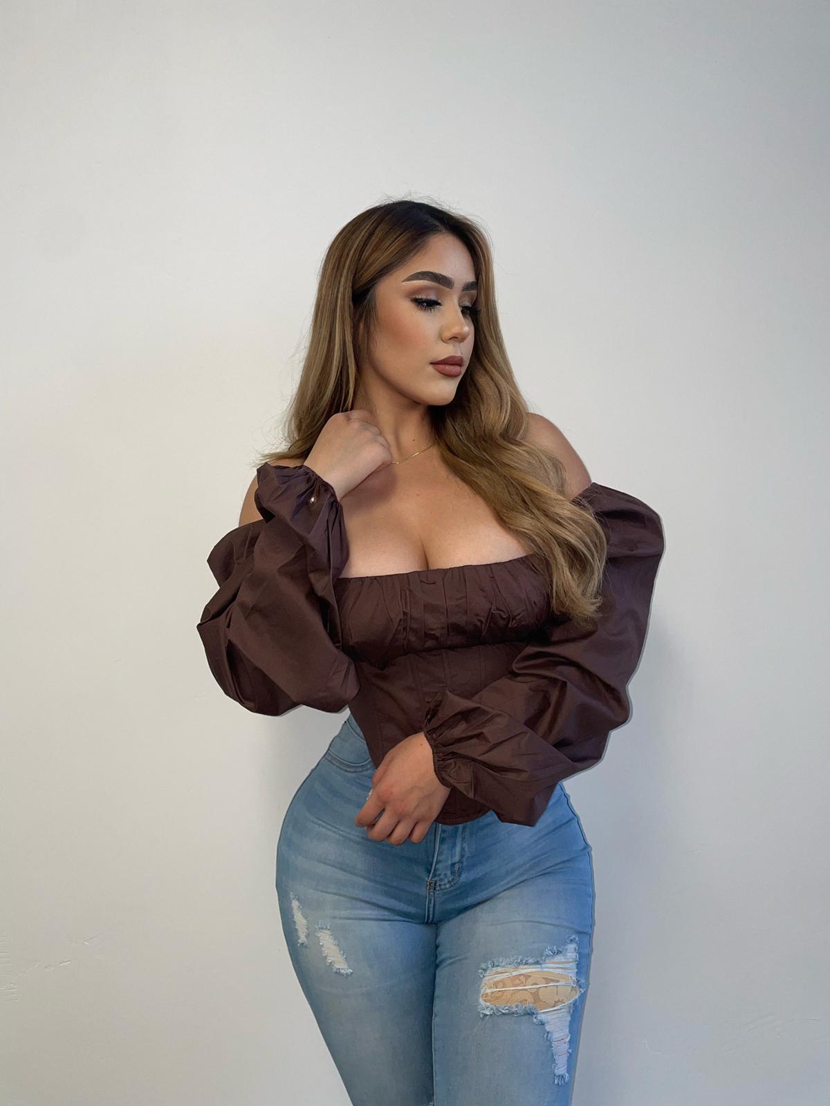 Espresso Corset Puff Sleeve Top