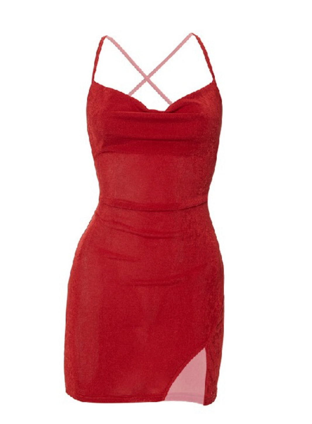 Red Halter Slit Dress