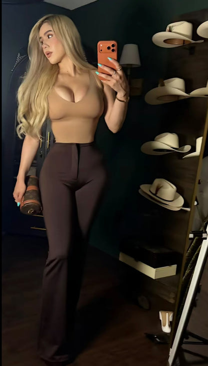 Sculpt & Lift Flare Pants - Dark Brown (PRE-ORDER)