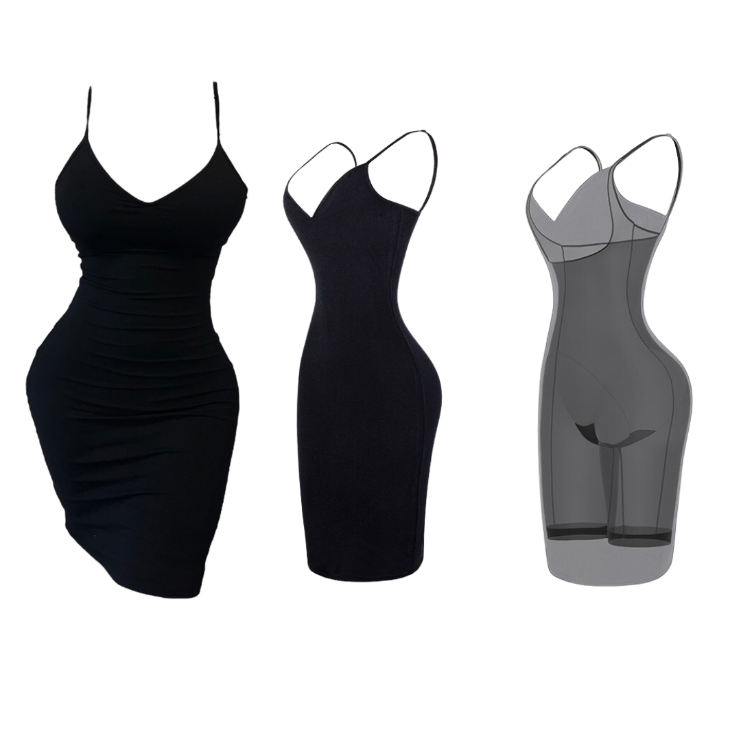 Contour Midi Shapewear Black Dress