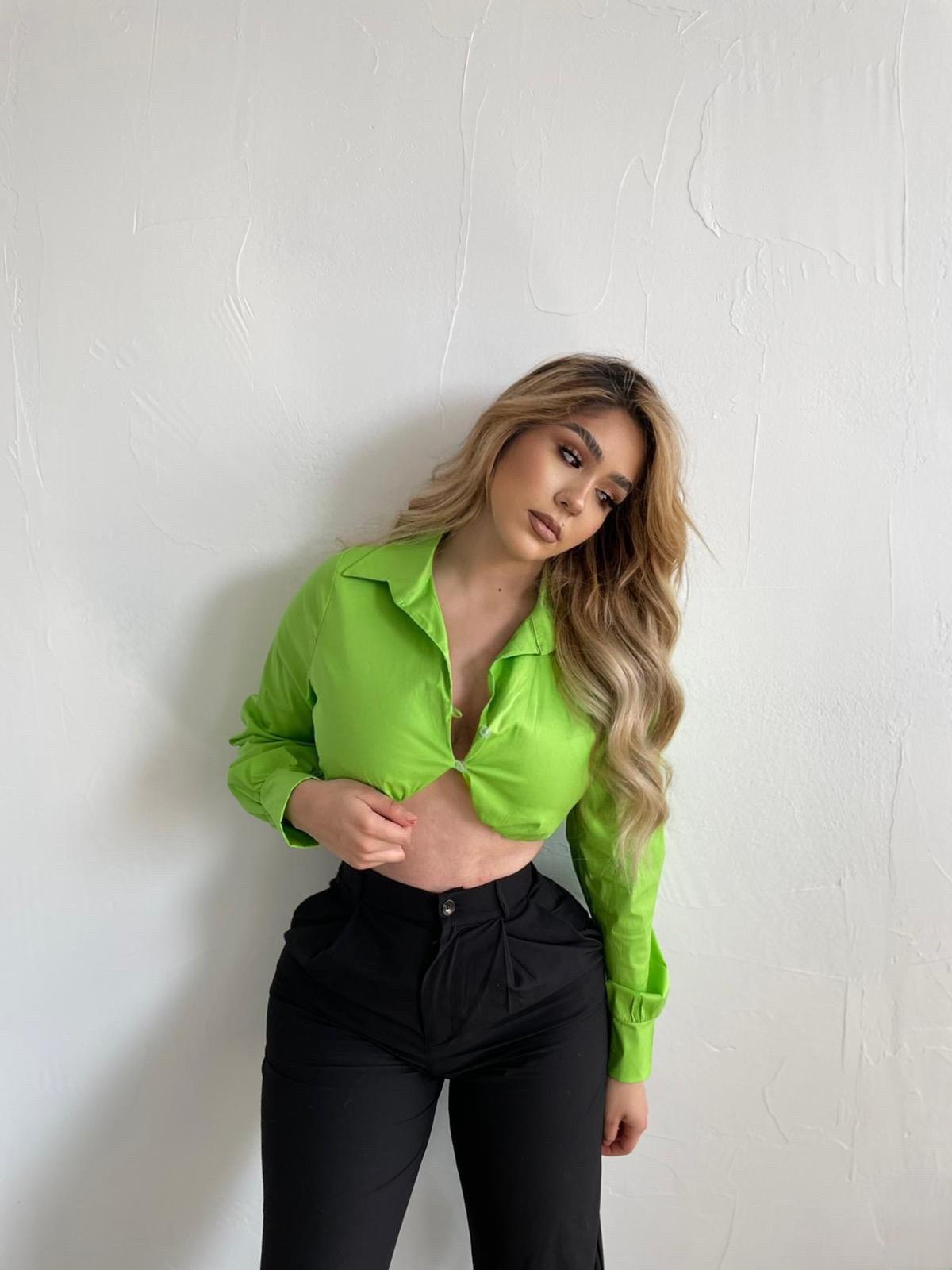 Lime Long Sleeve Button Up