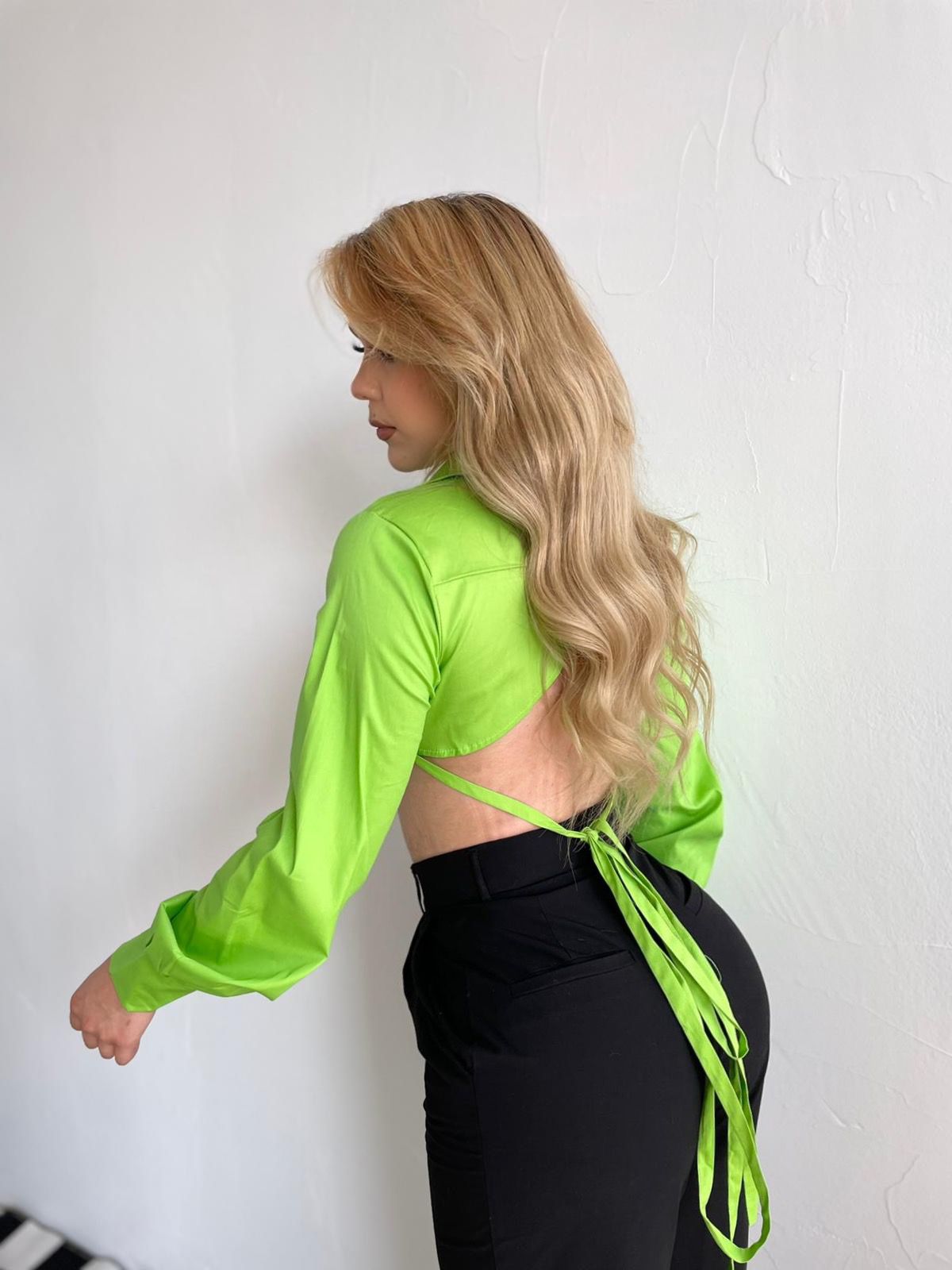 Lime Long Sleeve Button Up