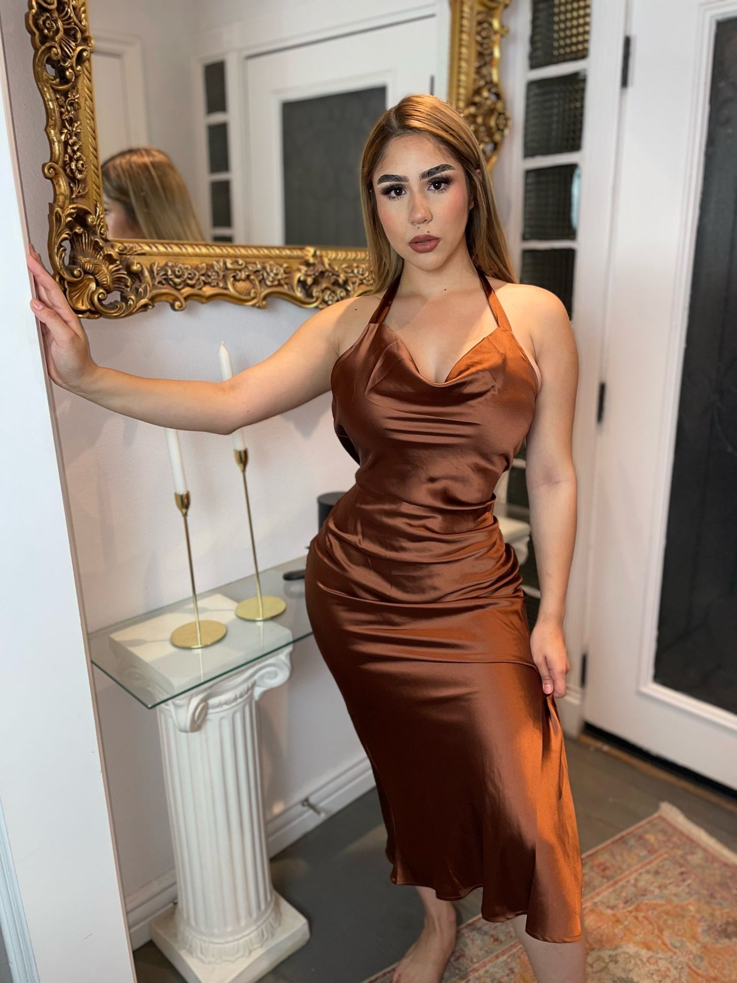 Satin Halter Neck Dress